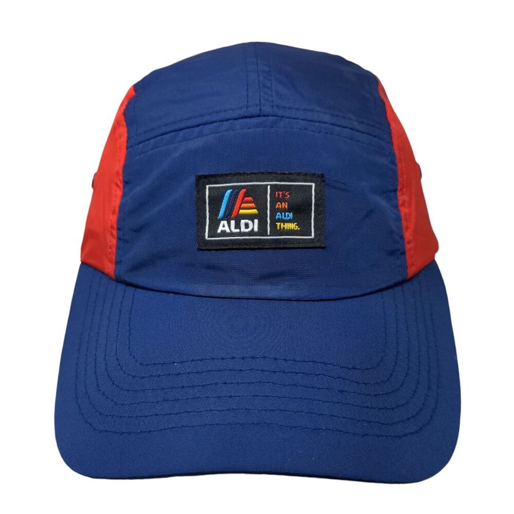 It's An Aldi Thing Strapback Hat Blue One Size Colorblock 5 Panel